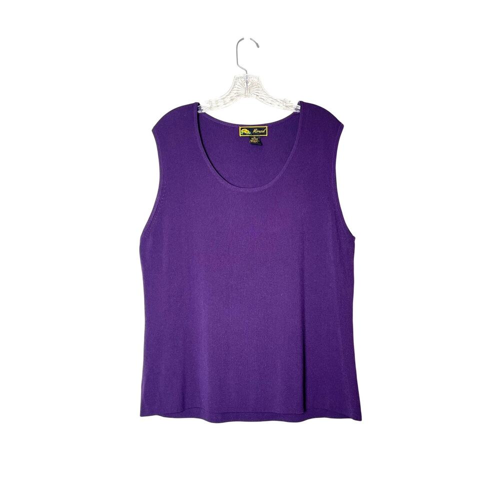 Mirasol Purple Knit Tank Top Sleeveless Shirt Women XL Rayon Nylon Top